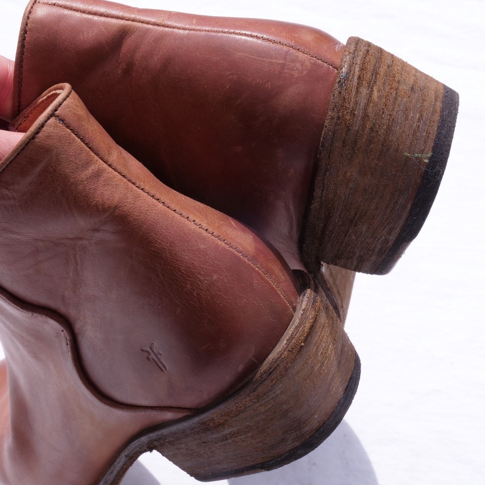 Modern Frye fawn brown leather Caron‎ Piping booties - Picture 6 of 8